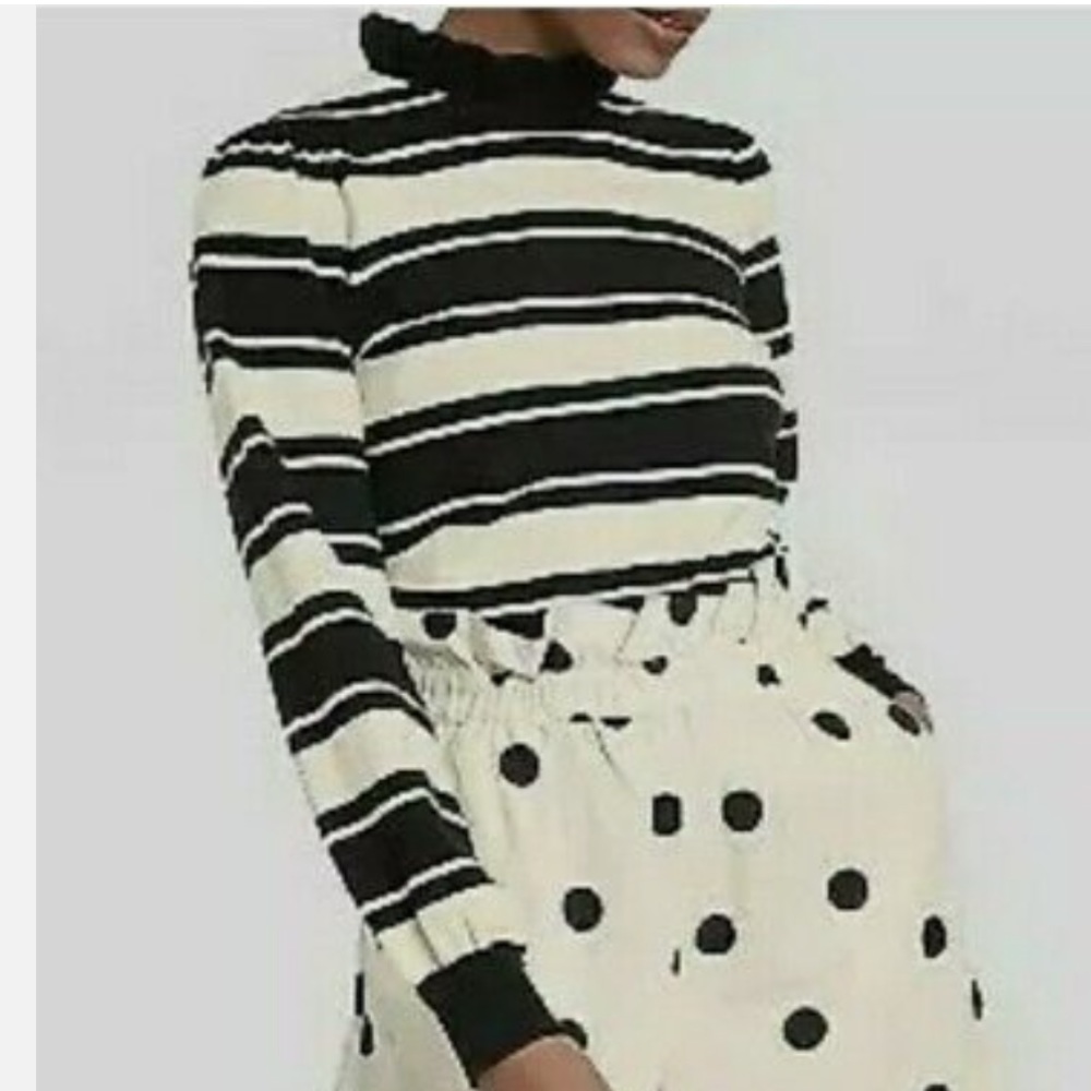 New Women's Pullover Sweater Top High Neck Who What Wear Striped